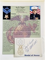 Jay R. Vargas Signed Card and Medal Of Honor Citat