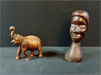 Wooden Elephant & Figure