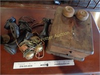 Antique Crank Telephone & Lot of Parts