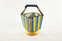 Vintage Hand Painted Japan Ceramic Striped Basket