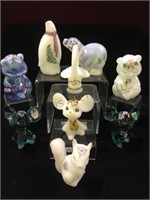 Signed hand painted Fenton mice, bears, squirrel,