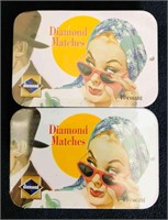 2 Sets Of Diamond Matches Tin Boxes