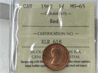 1962 1 Cent Iccs Certified Ms-65