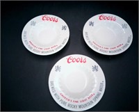 (3) Vintage Coors Advertising Ashtrays