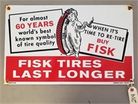 "Fisk Tires Last Longer" Porcelain Sign