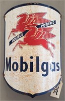 "Mobilgas" Curved Pegasus Porcelain Sign