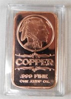 Indian Head .999 Fine Copper Bar.