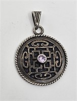 Sterling Silver Chinese Pattern Pendant
