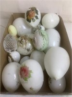 Victorian Milk glass Easter eggs, Hand painted