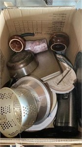 Dishes, cup, can opener, etc