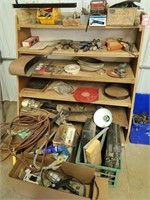 Contents of cabinet- air hose, light, clamp