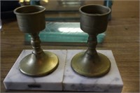Brass Candle Holders on Marble Base