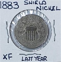 1883 Shield Nickel - Last Year of This Series,