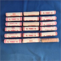 18 SECURITY WRAPPED ROLLS OF 50 PENNIES