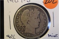 1907-S Barber Silver Half Dollar