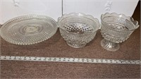 Crystal & Cut Glass Cake Plate & Bowls