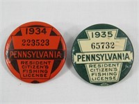1934-1935 PA. RESIDENT FISHING LICENSES: