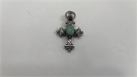 Vintage .925 Silver & Turquoise Cross Pendent