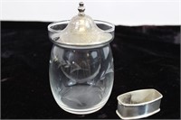 Vintage Sterling Mustard Jar+ Sterling Napkin Ring