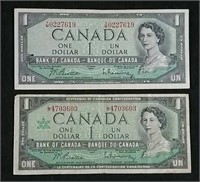 1954 & 1967 Canada One Dollar Bills