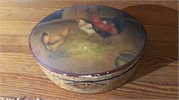 Hand painted chicken coup oval box, with a few
