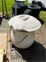 Old Stoneware Commode and Lid - Damage