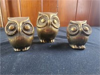 3 brass owls 2.75"