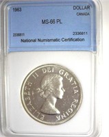 1963 Dollar NNC MS66 PL Canada