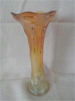 marigold carnival glass fluted top 11" vase
