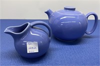 Vintage Blue Small Creamer , Teapot 2 Pcs