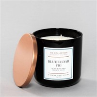 2-Wick Black Glass Blue Cedar Fig Candle 12oz