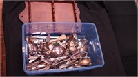Large box of miscellaneous silverplate