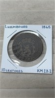 1865 Luxembourg 10 Centimes Coin