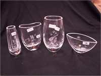 Four Orrefors crystal vases ranging from