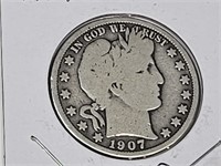 1907 Silver Barber Half Dollar Coin