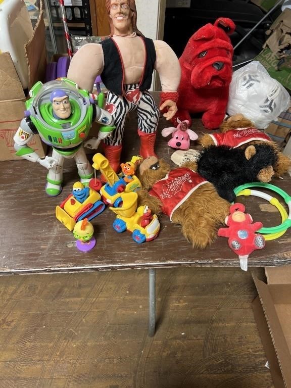 Assorted toys and stuffed animals