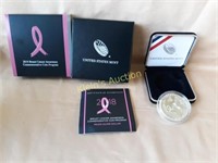 2018 Breast Cancer awareness proof silver dollar