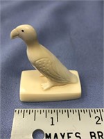 2 " fossilized ivory carving of a bird, by Melving