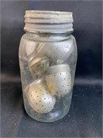 Vintage Jar With Zinc Lid & Tea Cozies