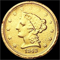 1843-O $2.5 Gold Quarter Eagle NICELY CIRCULATED