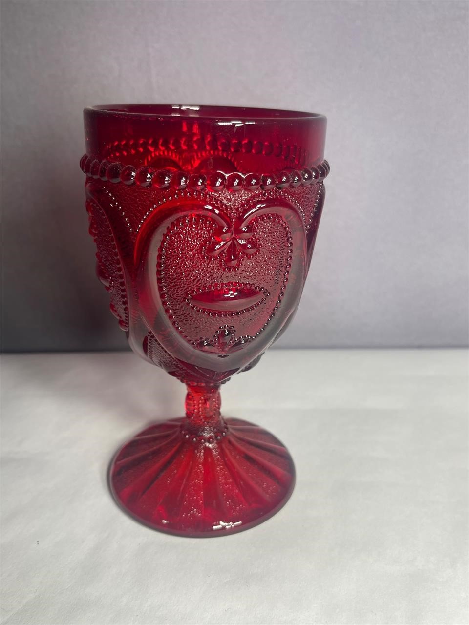 LG Wright Ruby Red Glass Sweetheart  Goblets