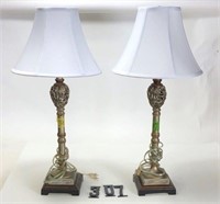Pair Silver colored lamps