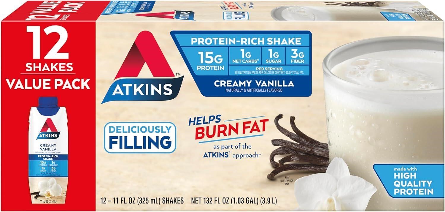Atkins Creamy Vanilla Protein Shake  15g Protein