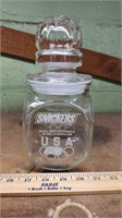 Vintage Olympics Snickers glass jar with lid