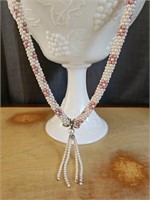 Vintage Beaded Necklace w Tassle