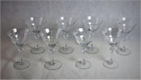 Tiffin Glass Co "Persian Pheasant"  8 Wine Goblets