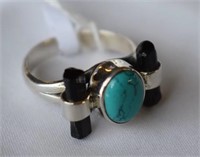 Sterling Silver Ring w/ Turquoise & Rough