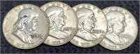 (4) Silver Franklin Half Dollars