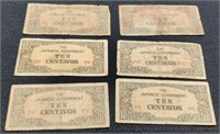 (6) WWII Japanese Fractional Currency Notes