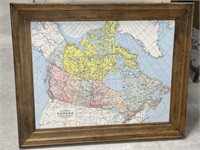 Framed Map of Canada - Dated 1955,  26x31 "